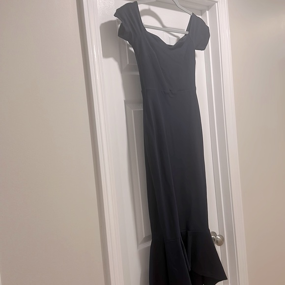 Lulus Navy How Much I Care Midnight Blue Off-the-Shoulder Midi Dress - Picture 3 of 3